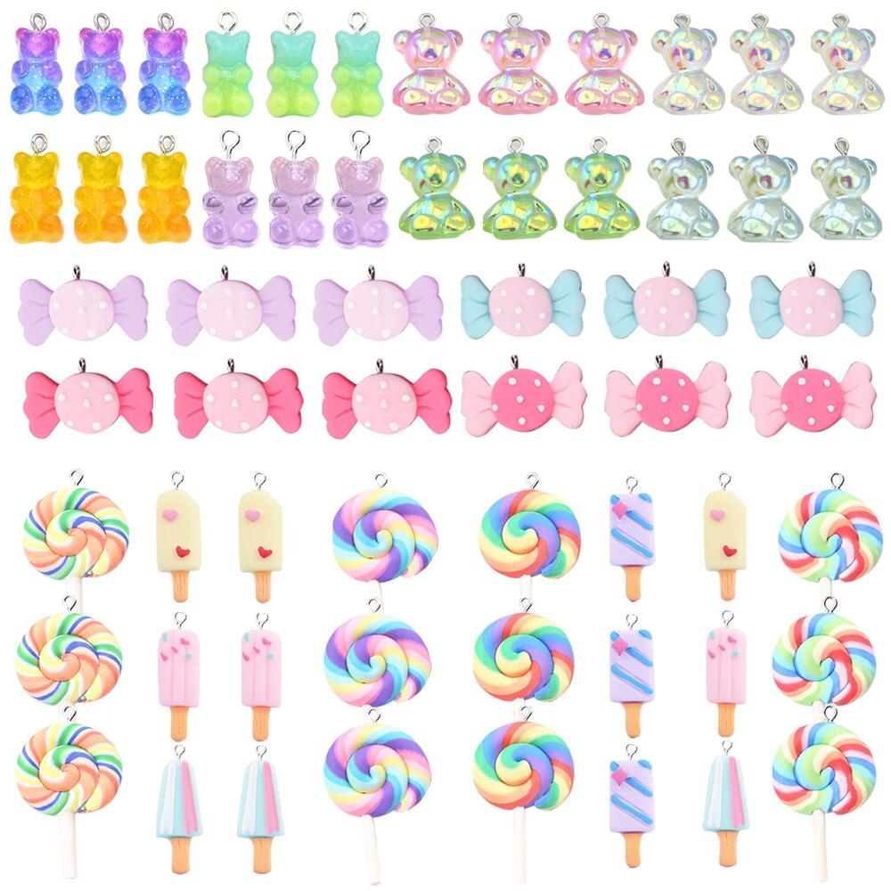 7138 Colorful Candy Pendant 60 Pcs Mixed Cute Charms Set With Gummy Bear